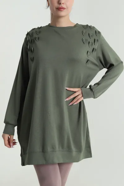 Haki Kalp Detay Oysho Kadın Tunik 484732