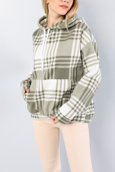 Haki Kapüşonlu Bayan Polar Sweat 78721
