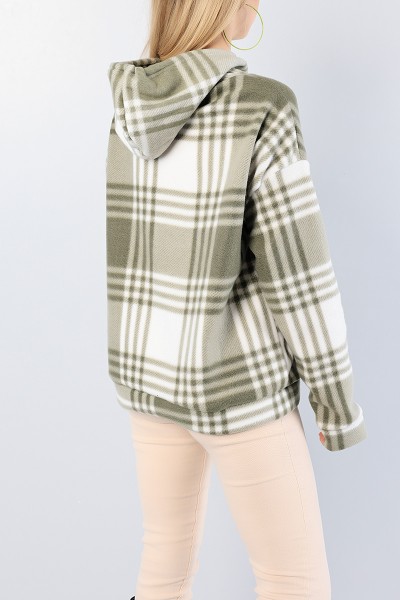 Haki Kapüşonlu Bayan Polar Sweat 78721