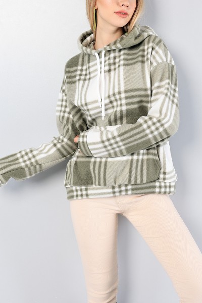 Haki Kapüşonlu Bayan Polar Sweat 78721