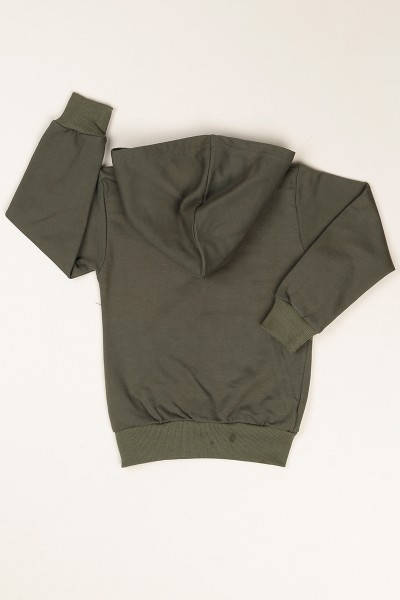 Haki Kapüşonlu İçi Şardonlu Erkek Çocuk Sweat 80674