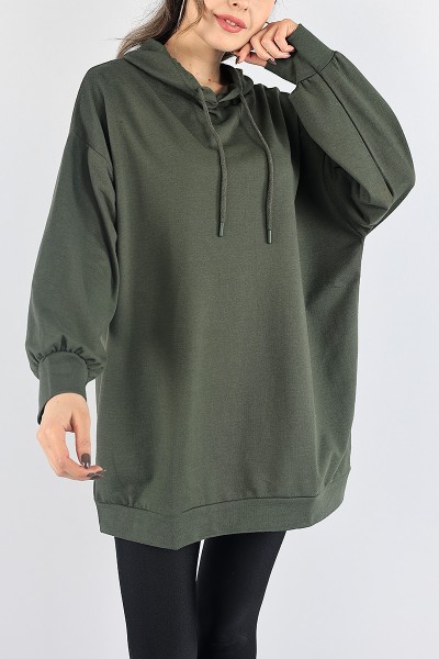 Haki Kapüşonlu Sweat Tunik 87917