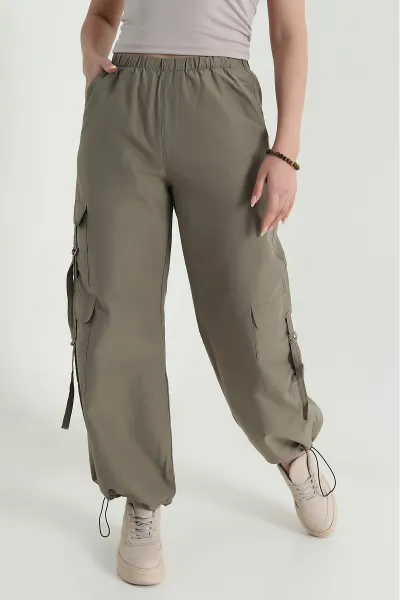 Haki Kargo Cepli Paça Lastikli Paraşüt Pantolon 467973