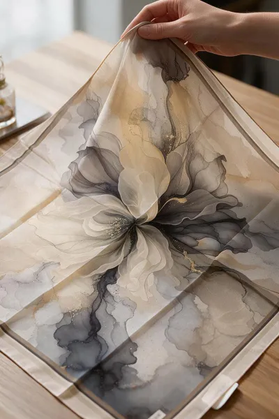 Haki - Krem 90x90 Cm Dijital Baskılı Floria Desen Soft Eşarp 498559