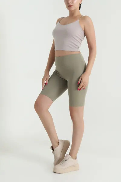 Haki Likralı Kadın Dalgıç Şort Tayt 476975