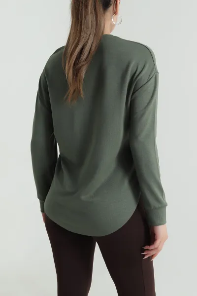 Haki Likralı Oysho Kadın Sweat 486379