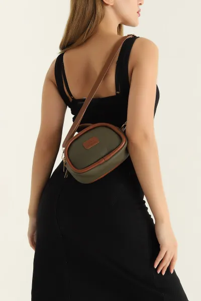 Haki Mini Boy Fermuarlı Kadın El ve Omuz Çantası 317568