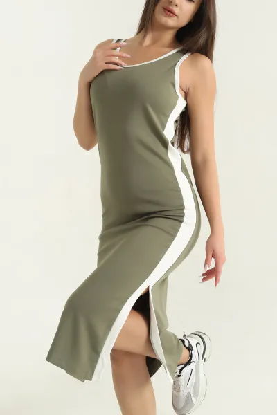 Haki Modal Kolsuz Kadın Elbise 377484