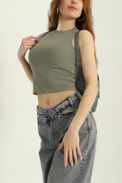 Haki Modal Likralı Kadın Atlet 357835