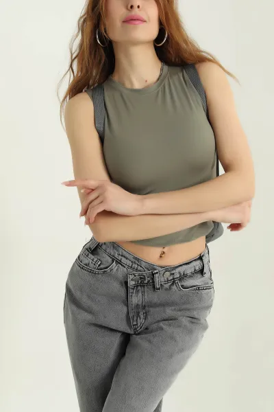 Haki Modal Likralı Kadın Atlet 357835