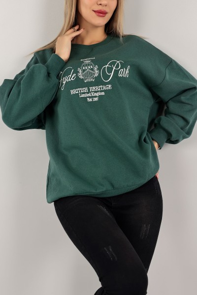 Haki Nakışlı Şardonlu Bayan Sweat 142474