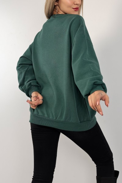 Haki Nakışlı Şardonlu Bayan Sweat 142474