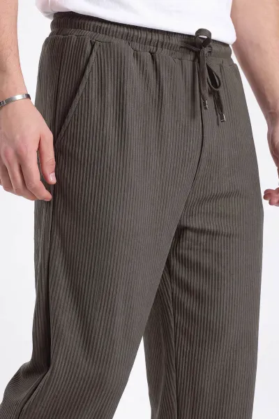 Haki Ottoman Kumaş Baggy Beli Lastikli Erkek Pantolon 472216