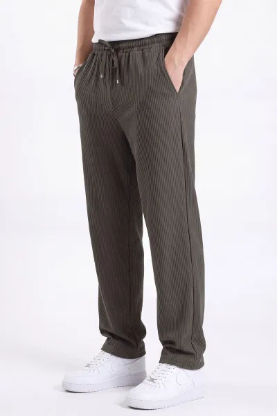 Haki Ottoman Kumaş Baggy Beli Lastikli Erkek Pantolon 472216