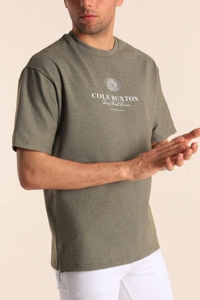 Haki Oversize Cole Buxton Yazılı Erkek Tişört 181788