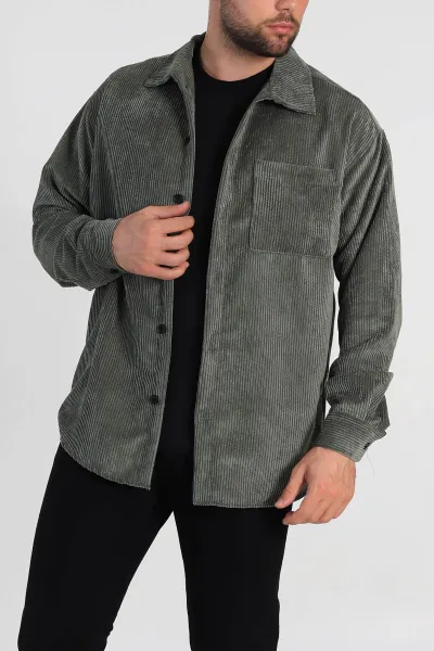 haki-oversize-fitilli-kadife-cep-detayli-erkek-gomlek-318408