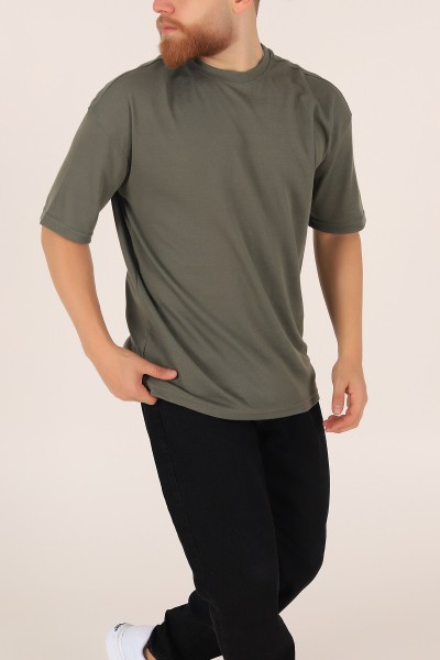 Haki Oversize Triko Erkek Tişört 163416