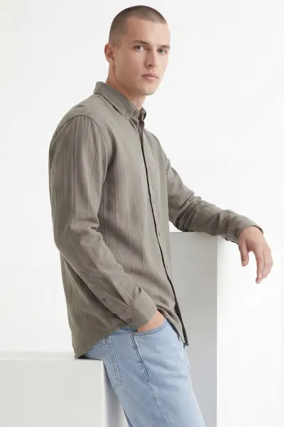 Haki Oversize Yeni Sezon Erkek Gömlek 448974