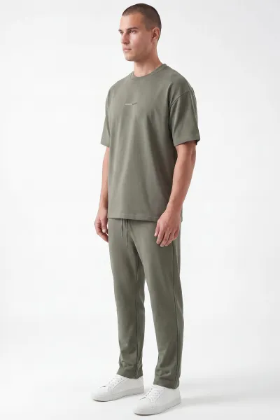 Haki Oysho Kumaş Oversize Bisiklet Yaka Erkek İkili Takım 445189