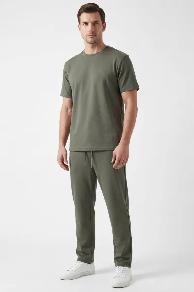 Haki Oysho Kumaş Oversize Erkek İkili Takım 443309
