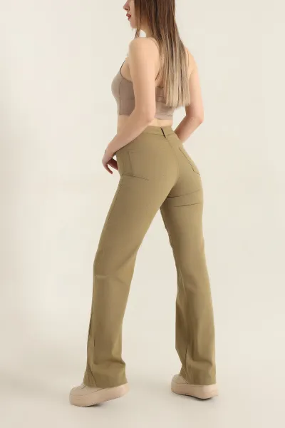 Haki Palazzo Bayan Kot Pantolon 337606