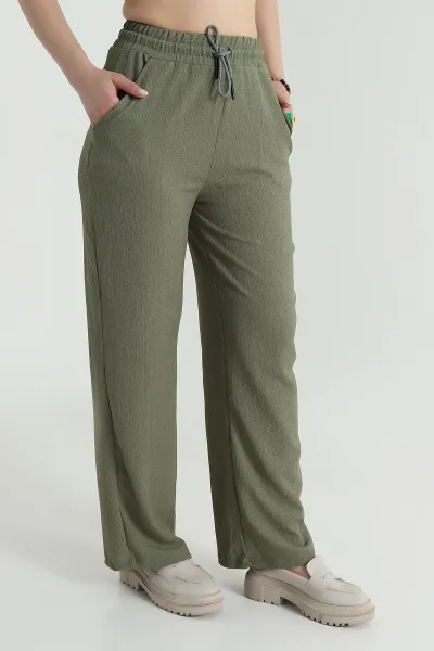 Haki Palazzo Bürümcük Kadın Pantolon 470695