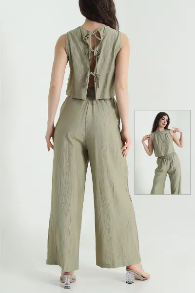 haki-pantolon-bluz-kadin-cilek-ikili-takim-454779