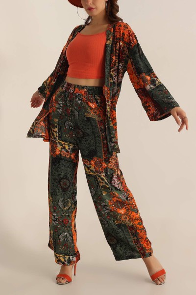 Haki Pantolon Kimono Dokuma İkili Takım 196946