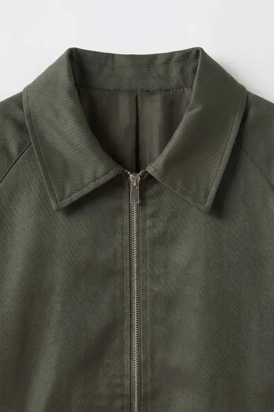 Haki Reglan Kol Fermuarlı Erkek Ceket 491793