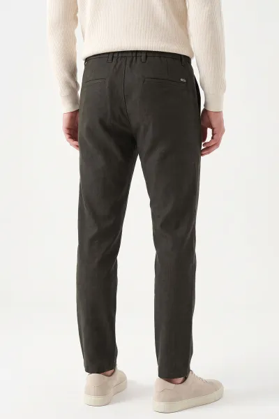 Haki Regular Fit Belden Bağlamalı Erkek Pantolon 493176