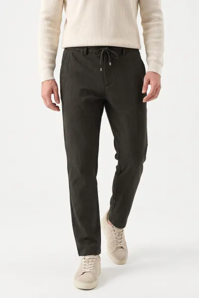 Haki Regular Fit Belden Bağlamalı Erkek Pantolon 493176