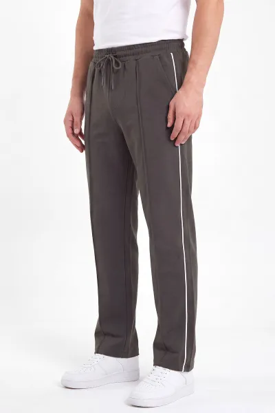 Haki Regular Fit Çimalı Şerit Detaylı Erkek Eşofman Altı 402366