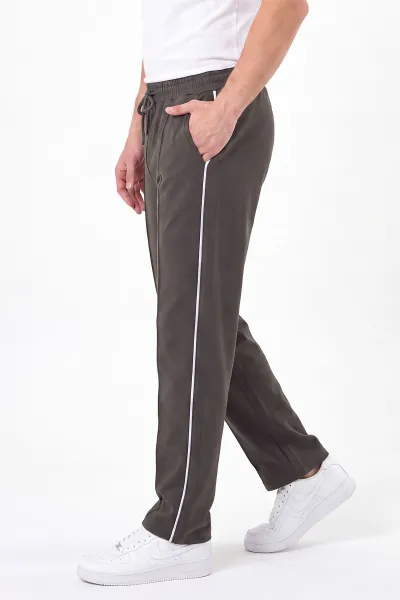 Haki Regular Fit Çimalı Şerit Detaylı Erkek Eşofman Altı 402366