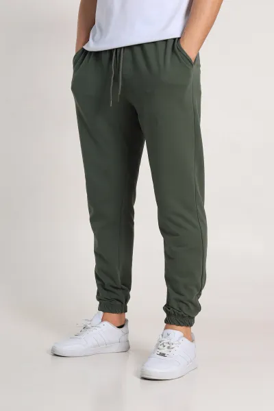 Haki Regular Fit İki İp Paça Lastikli Erkek Eşofman Altı 338276