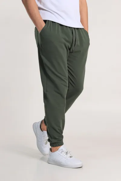 Haki Regular Fit İki İp Paça Lastikli Erkek Eşofman Altı 338276