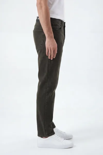 Haki Regular Fit Likralı Erkek Kot Pantolon 430939