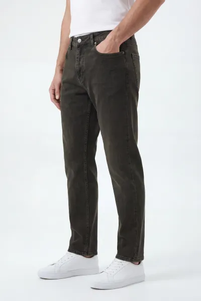 Haki Regular Fit Likralı Erkek Kot Pantolon 430939