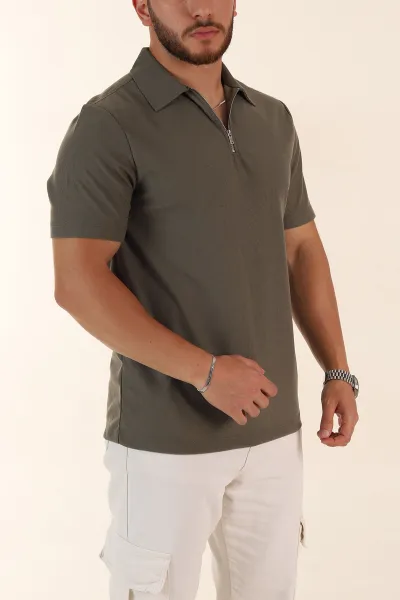 haki-regular-fit-pike-dokulu-fermuarli-polo-yaka-erkek-tisort-368529
