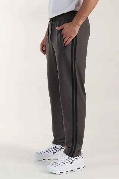 Haki Regular Fit Şerit Detaylı Fermuarlı Cepli Erkek Eşofman Altı 402378