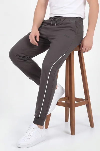 Haki Regular Fit Şerit Detaylı Paça Lastikli Erkek Eşofman Altı 402372