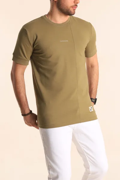 Haki Regular Fit Yazı Detay Erkek Tişört 252189