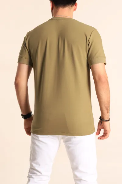 Haki Regular Fit Yazı Detay Erkek Tişört 252189