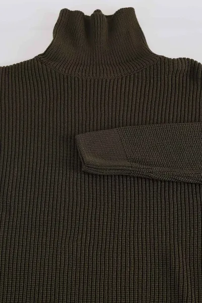 Haki Relaxed Fit Balıkçı Yaka Erkek Triko Kazak 397754