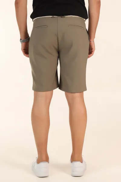 Haki Relaxed Fit Bel Lastikli Erkek Kumaş Şort 380999