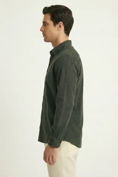 Haki Relaxed Fit Erkek Kot Gömlek 419372