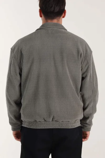 Haki Relaxed Fit Fitilli Dokulu İçi Astarlı Erkek Mont 409642