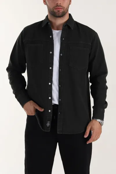 haki-relaxed-fit-gabardin-cift-cepli-yikamali-erkek-gomlek-397968