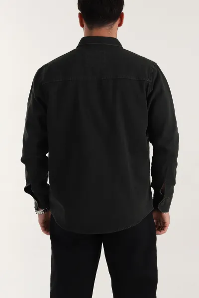 Haki Relaxed Fit Gabardin Çift Cepli Yıkamalı  Erkek Gömlek 397968