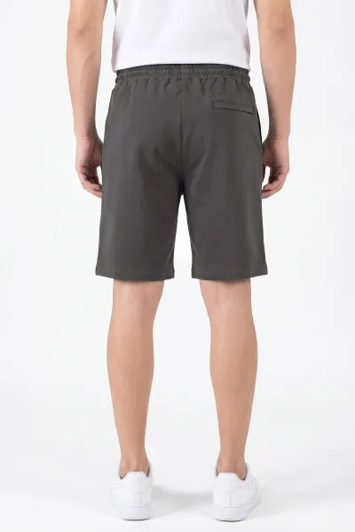 Haki Relaxed Fit İki İp Şardonsuz Kabartma Baskılı Erkek Şort 467384