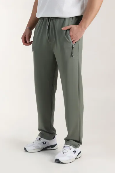 Haki Relaxed Fit Oysho Kumaş Fermuarlı Cepli Erkek Eşofman Altı 402203